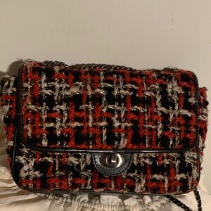 Patricia Nash Red and Black Tweed Shoulder Bag